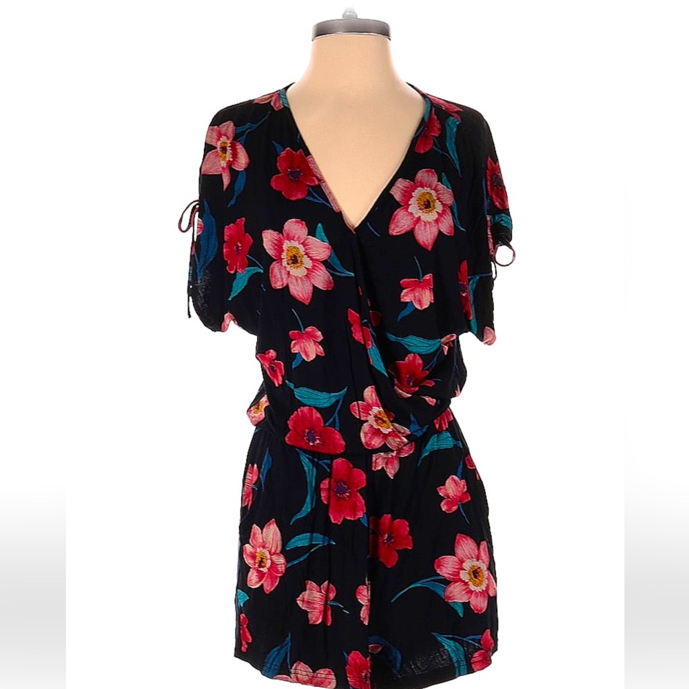 Black floral romper